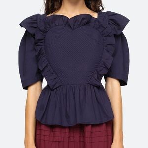 Sea NY Women’s Heidi Top, Navy color, sample size 4/S